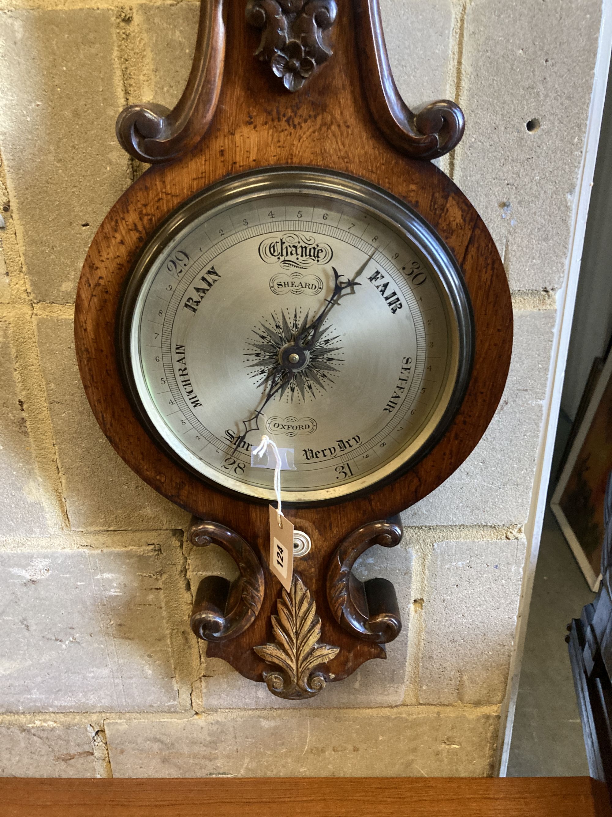A William IV wheel barometer marked Sheard Oxford, height 102cm